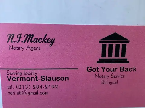 Vermont- Slauson Got Your Back Traveling Notary Service